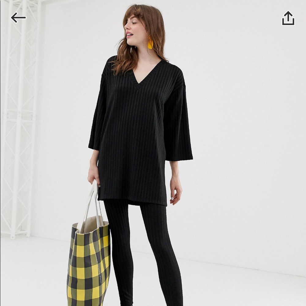 Monki knit jersey shirt in rib size large ASOS